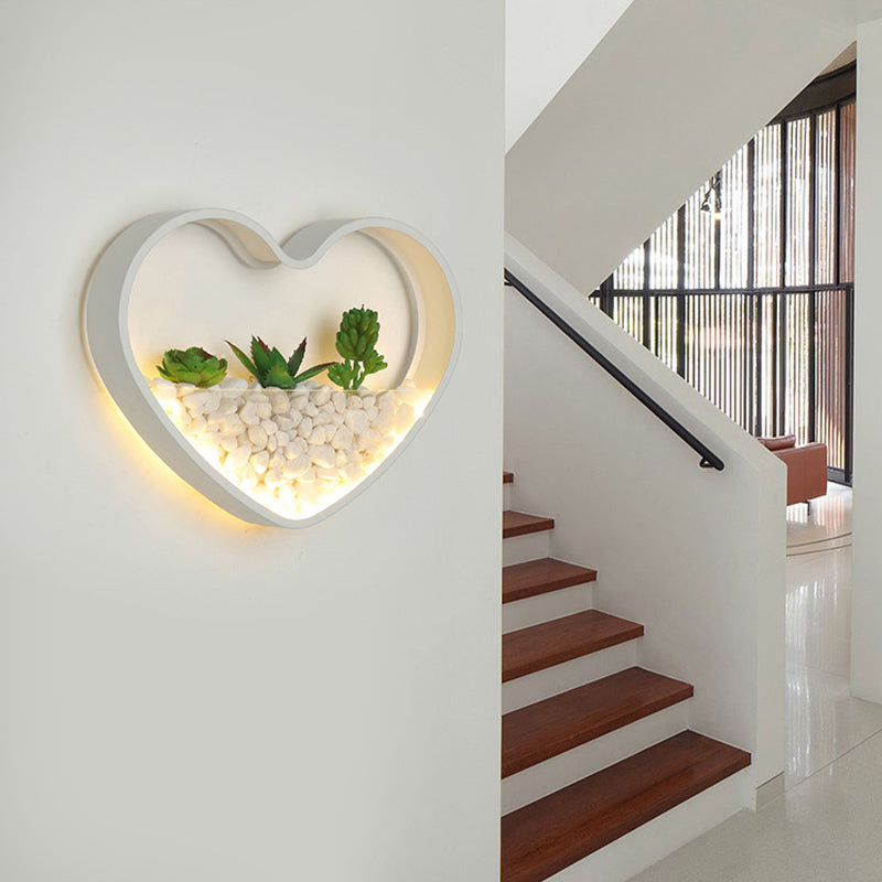 Rynx | Children's Room Fake Succulent Wall Light Metal Stone Contemporary White Wall Lamp