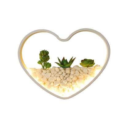 Rynx | Children's Room Fake Succulent Wall Light Metal Stone Contemporary White Wall Lamp