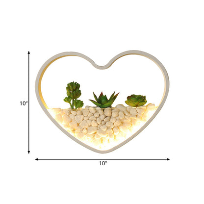 Rynx | Children's Room Fake Succulent Wall Light Metal Stone Contemporary White Wall Lamp