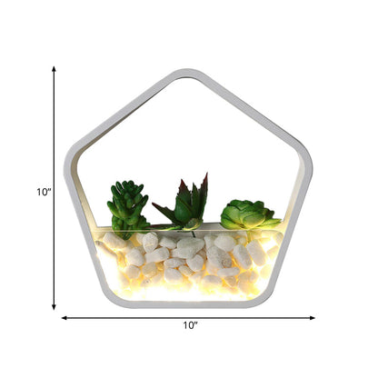 Rynx | Children's Room Fake Succulent Wall Light Metal Stone Contemporary White Wall Lamp