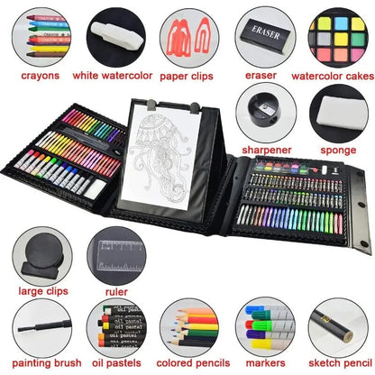 Rynx | 185-pieces: Double-sided Trifold Easel Art Set