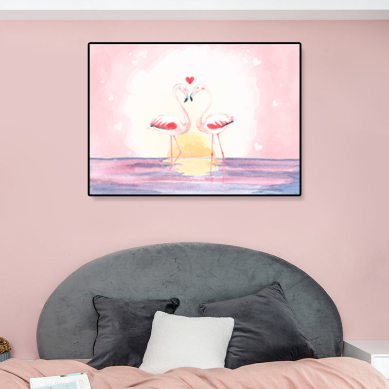 Rynx | Flamingo Print Painting Tropical Stylish Textured Canvas Wall Art for Dining Room