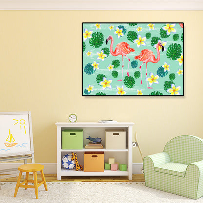Rynx | Flamingo Print Painting Tropical Stylish Textured Canvas Wall Art for Dining Room