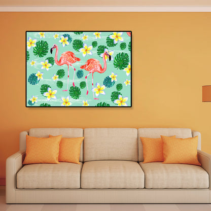 Rynx | Flamingo Print Painting Tropical Stylish Textured Canvas Wall Art for Dining Room