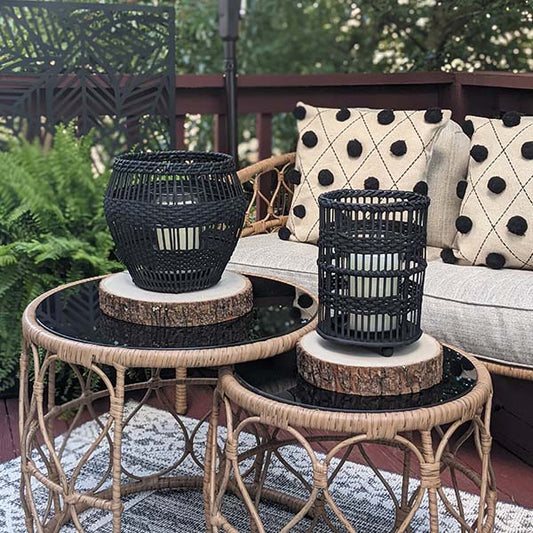 Rynx | Black Braided Rattan and Bamboo Lantern, Choose Your Style