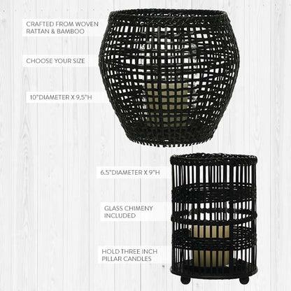 Rynx | Black Braided Rattan and Bamboo Lantern, Choose Your Style