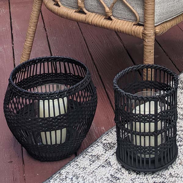 Rynx | Black Braided Rattan and Bamboo Lantern, Choose Your Style
