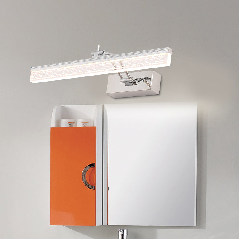 Rynx | 16"/23.5" L LED Bathroom Wall Vanity Light Modernism Silver Wall Sconce Lighting with Rectangular Acrylic Shade in Warm/White Light