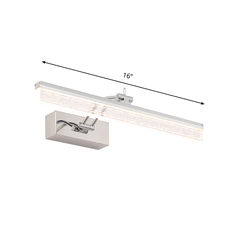 Rynx | 16"/23.5" L LED Bathroom Wall Vanity Light Modernism Silver Wall Sconce Lighting with Rectangular Acrylic Shade in Warm/White Light