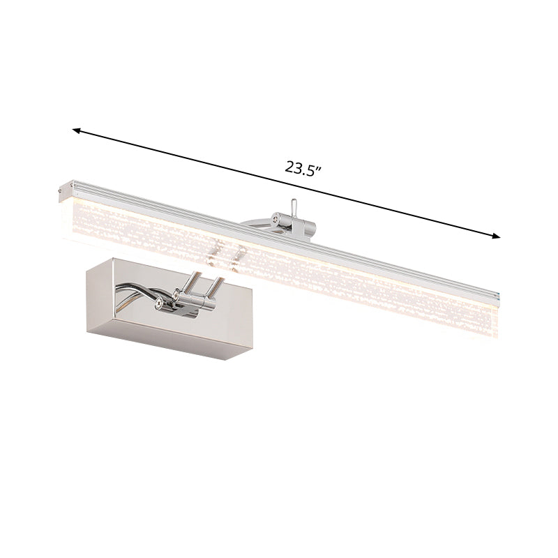 Rynx | 16"/23.5" L LED Bathroom Wall Vanity Light Modernism Silver Wall Sconce Lighting with Rectangular Acrylic Shade in Warm/White Light