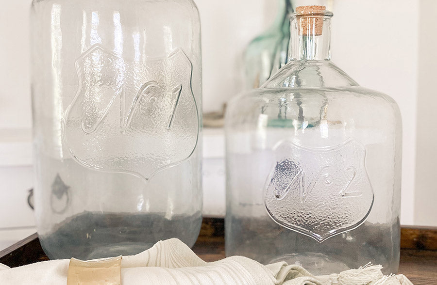 Rynx | Embossed Recycled Glass Demijohn Bottle, Choose Your Style