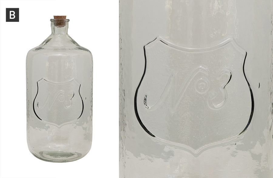 Rynx | Embossed Recycled Glass Demijohn Bottle, Choose Your Style