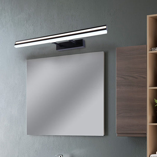 Rynx | Modern Rectangular Vanity Light Metal LED Bathroom Wall Light in Black with Double Arm