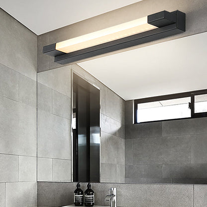 Rynx | Simple Straight Vanity Mirror Light Metal LED Bathroom Wall Lamp in Black, Warm/White Light