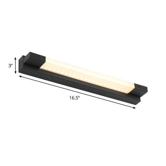Rynx | Simple Straight Vanity Mirror Light Metal LED Bathroom Wall Lamp in Black, Warm/White Light