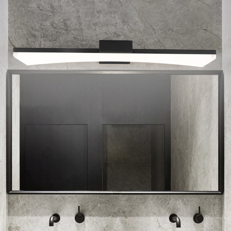 Rynx | Contemporary Curved Cosmetic Lighting Fixture Acrylic LED Bathroom Wall Light in Black, Warm/White Light