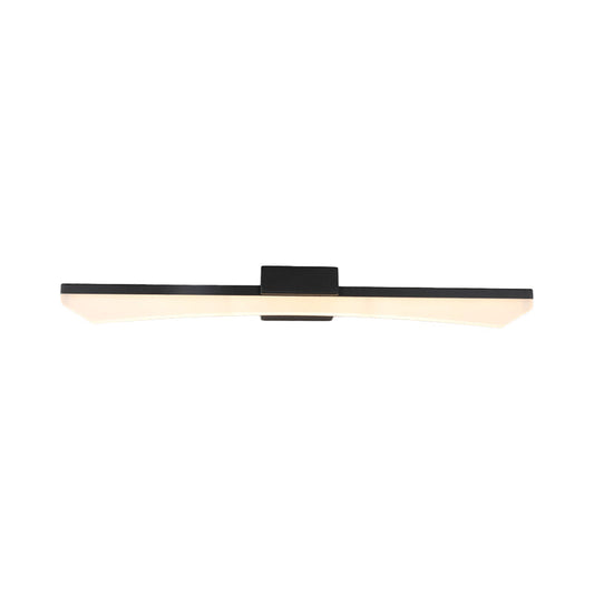 Rynx | Contemporary Curved Cosmetic Lighting Fixture Acrylic LED Bathroom Wall Light in Black, Warm/White Light