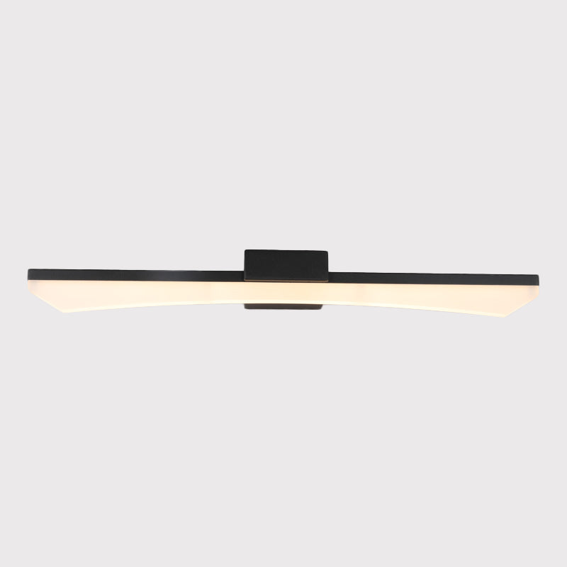 Rynx | Contemporary Curved Cosmetic Lighting Fixture Acrylic LED Bathroom Wall Light in Black, Warm/White Light