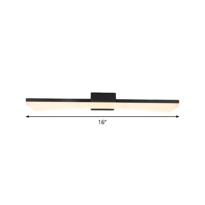 Rynx | Contemporary Curved Cosmetic Lighting Fixture Acrylic LED Bathroom Wall Light in Black, Warm/White Light