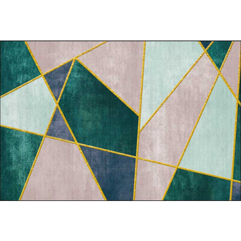 Rynx | Novelty Colorblock Geometric Pattern Rug Multicolor Polyester Rug Non-Slip Pet Friendly Washable Area Carpet for Living Room
