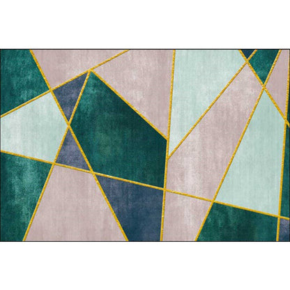 Rynx | Novelty Colorblock Geometric Pattern Rug Multicolor Polyester Rug Non-Slip Pet Friendly Washable Area Carpet for Living Room