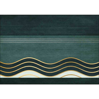 Rynx | Green Nordic Rug Polypropylene Swirl Stripe Pattern Rug Pet Friendly Washable Non-Slip Area Rug for Bedroom