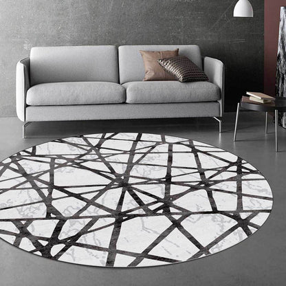 Rynx | Black Parlor Rug Modernist Geometry Pattern Rug Polypropylene Machine Washable Non-Slip Carpet