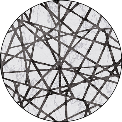 Rynx | Black Parlor Rug Modernist Geometry Pattern Rug Polypropylene Machine Washable Non-Slip Carpet