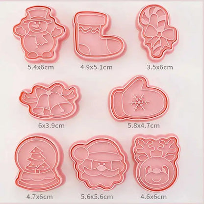 Rynx | 8 Pieces/Set DIY Cake Decoration Tools Christmas Cartoon Cookie Cutter Set Plastic Baking Molds Cookie Tools