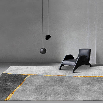 Rynx | Modern Bedroom Rug Grey Abstract Swirl Stripe Pattern Rug Polyester Washable Non-Slip Pet Friendly Carpet