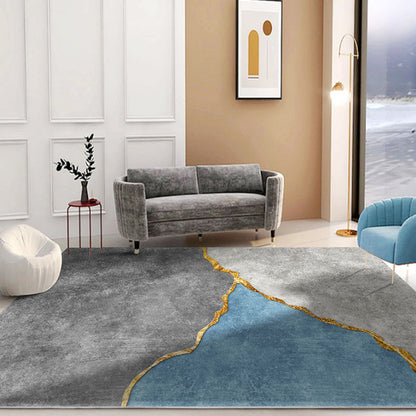 Rynx | Modern Bedroom Rug Grey Abstract Swirl Stripe Pattern Rug Polyester Washable Non-Slip Pet Friendly Carpet