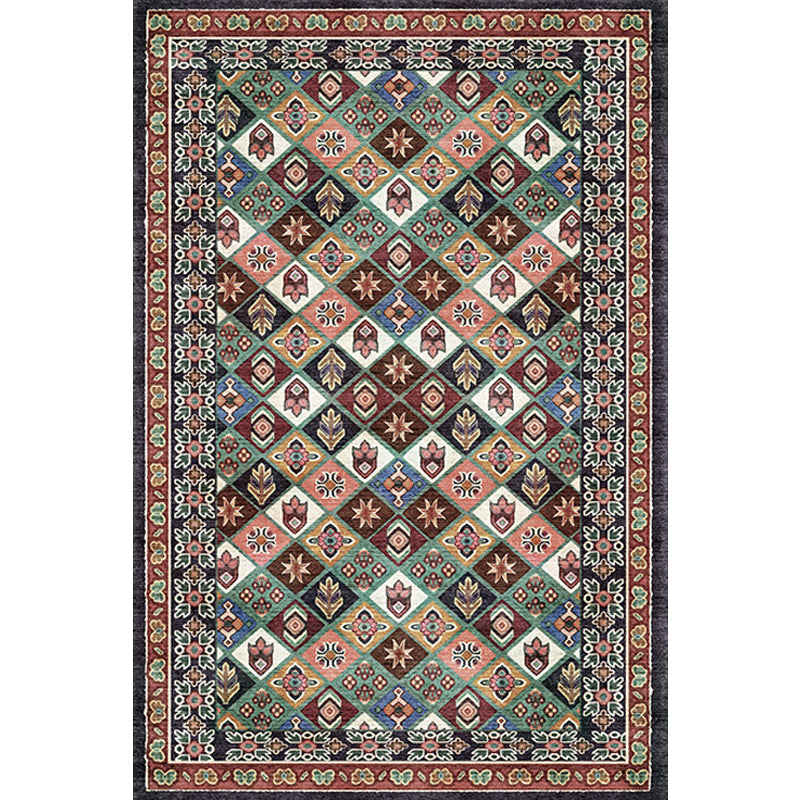 Rynx | Moroccan Home Rug Brown Tribal Geometrical Pattern Rug Polyester Washable Non-Slip Pet Friendly Area Rug
