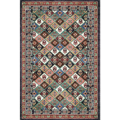 Rynx | Moroccan Home Rug Brown Tribal Geometrical Pattern Rug Polyester Washable Non-Slip Pet Friendly Area Rug