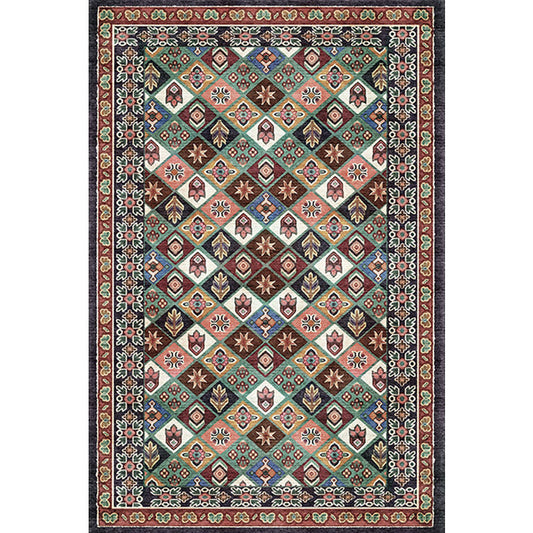 Rynx | Moroccan Home Rug Brown Tribal Geometrical Pattern Rug Polyester Washable Non-Slip Pet Friendly Area Rug