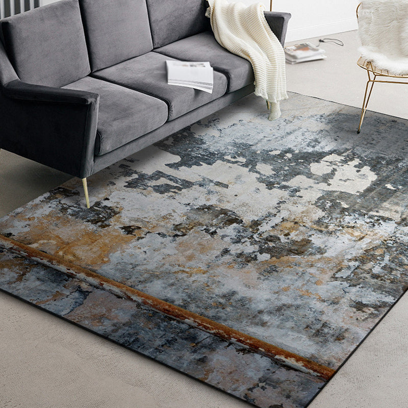 Rynx | Dark Grey Industrial Carpet Polyester Abstract Pattern Carpet Pet Friendly Non-Slip Washable Rug for Living Room