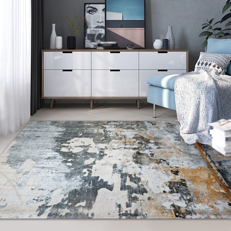 Rynx | Dark Grey Industrial Carpet Polyester Abstract Pattern Carpet Pet Friendly Non-Slip Washable Rug for Living Room