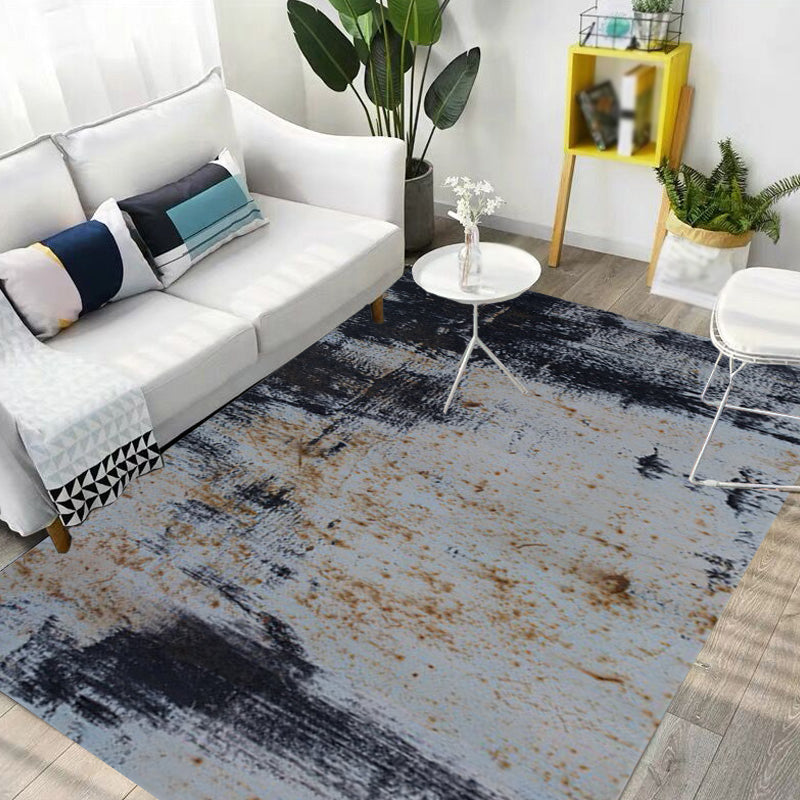 Rynx | Dark Grey Industrial Carpet Polyester Abstract Pattern Carpet Pet Friendly Non-Slip Washable Rug for Living Room