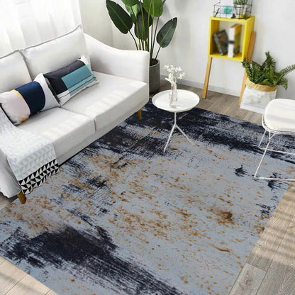 Rynx | Dark Grey Industrial Carpet Polyester Abstract Pattern Carpet Pet Friendly Non-Slip Washable Rug for Living Room