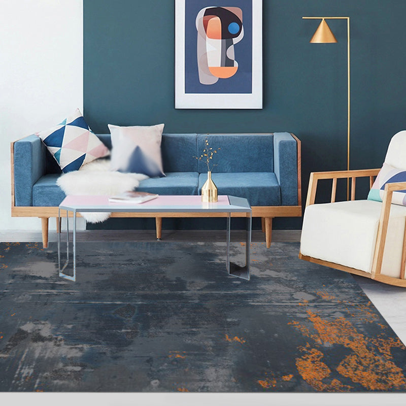 Rynx | Dark Grey Industrial Carpet Polyester Abstract Pattern Carpet Pet Friendly Non-Slip Washable Rug for Living Room