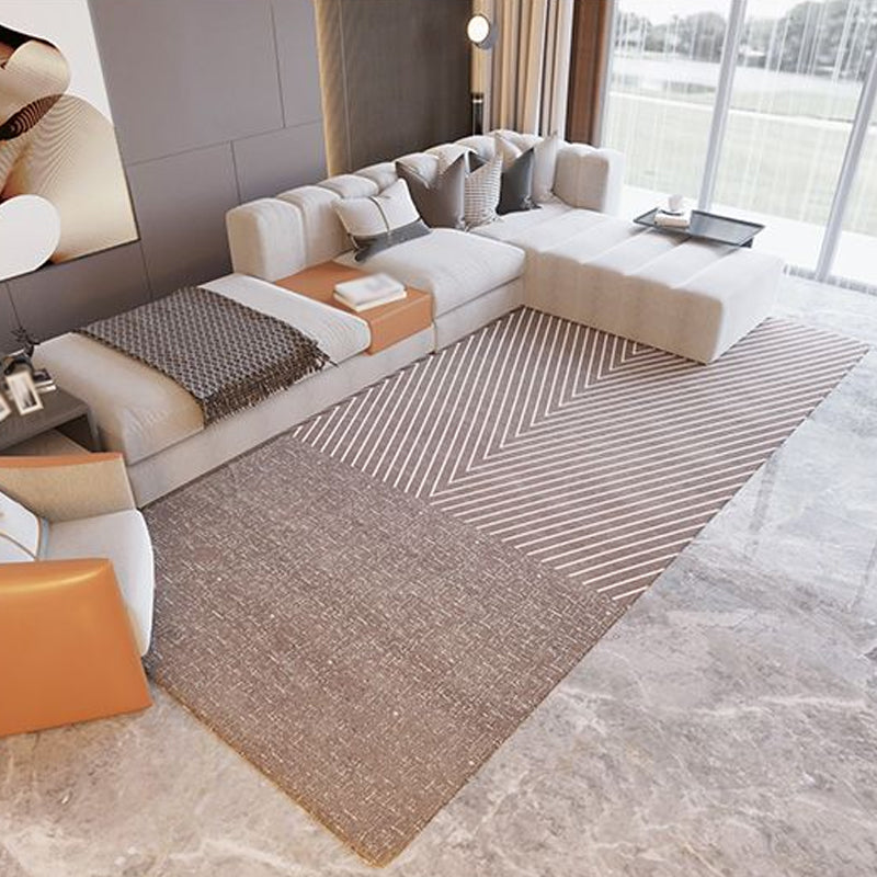 Rynx | Contemporary Striped Pattern Rug Black and Grey Polyester Carpet Anti-Slip Pet Friendly Washable Rug for Home