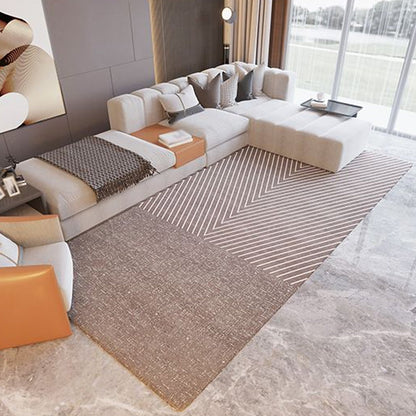 Rynx | Contemporary Striped Pattern Rug Black and Grey Polyester Carpet Anti-Slip Pet Friendly Washable Rug for Home