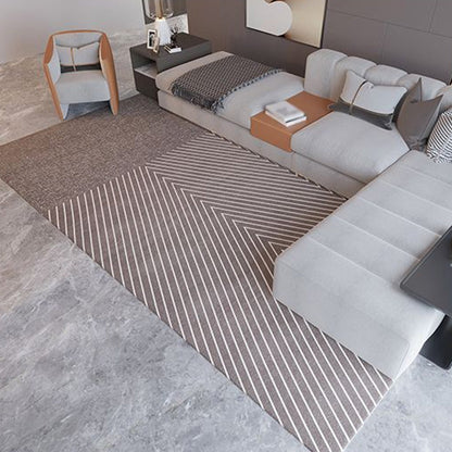 Rynx | Contemporary Striped Pattern Rug Black and Grey Polyester Carpet Anti-Slip Pet Friendly Washable Rug for Home