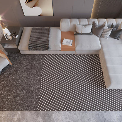 Rynx | Contemporary Striped Pattern Rug Black and Grey Polyester Carpet Anti-Slip Pet Friendly Washable Rug for Home