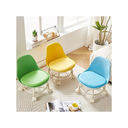 Rynx | Low Stool Ottoman, Weight Capacity Children's Stool, Backrest, Small, Living Room Ottoman, Low Chair, Small, Nappa Leather Fabric, Thick, Waterproof, Quiet Wheels, 360 Degrees