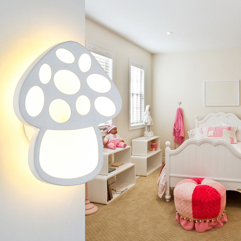 Rynx | Children Slim Mushroom Wall Lamp Acrylic White LED Wall Lamp for Hall Bathroom