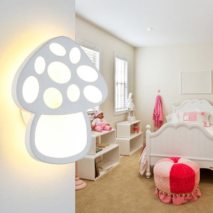 Rynx | Children Slim Mushroom Wall Lamp Acrylic White LED Wall Lamp for Hall Bathroom