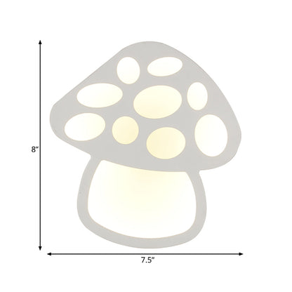 Rynx | Children Slim Mushroom Wall Lamp Acrylic White LED Wall Lamp for Hall Bathroom