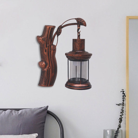 Rynx | Kerosene Gang Wall Light Fixture Coastal Clear Glass 1 Light Black/Copper Sconce Lamp