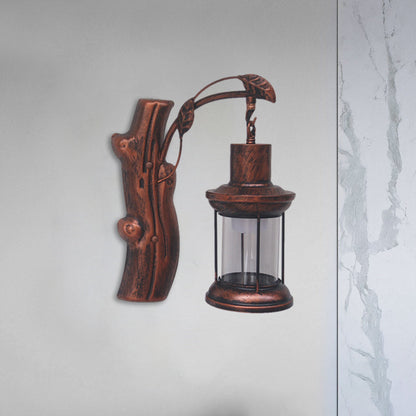 Rynx | Kerosene Gang Wall Light Fixture Coastal Clear Glass 1 Light Black/Copper Sconce Lamp