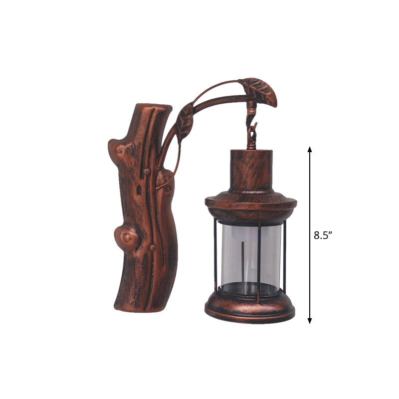 Rynx | Kerosene Gang Wall Light Fixture Coastal Clear Glass 1 Light Black/Copper Sconce Lamp